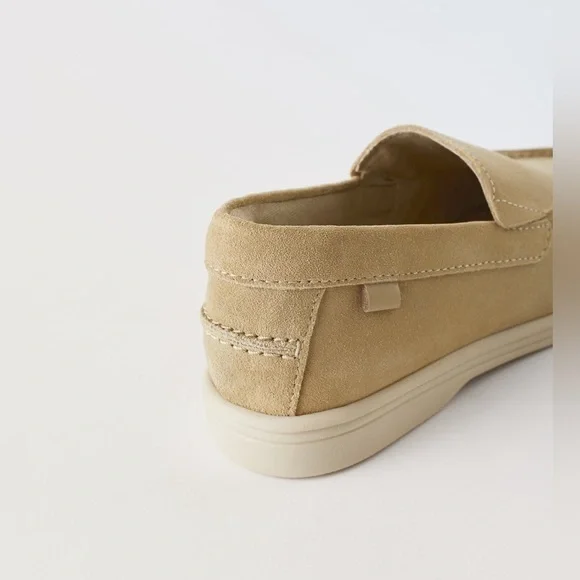 🆕 Zara Suede Boat Shoes in Sandy Brown - Picture 4 of 11